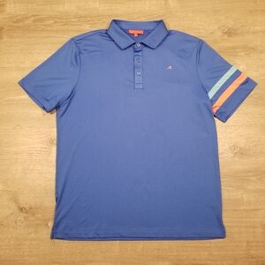 Redvanly Heyward Golf Polo Shirt Mens Size Large Blue Aqua Orange Stripe Stretch
